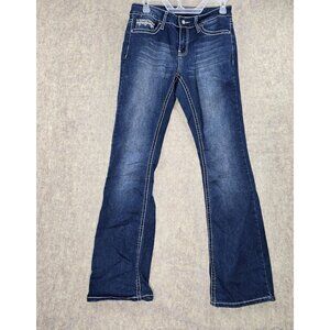 Allison Womens Dark Wash Bootcut Jeans Size 6 With Contrasted Stitching